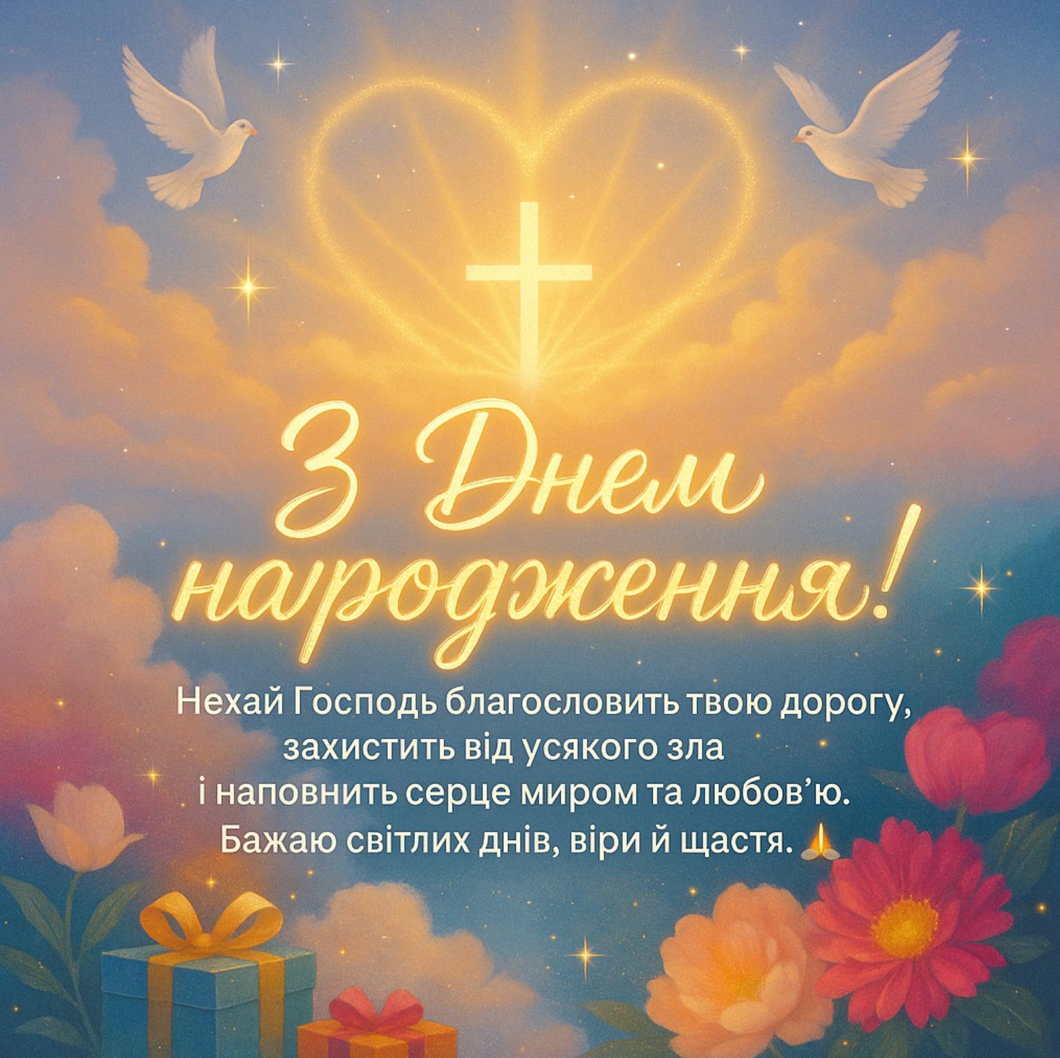 християнські привітання з днем народження у віршах - листівка 15