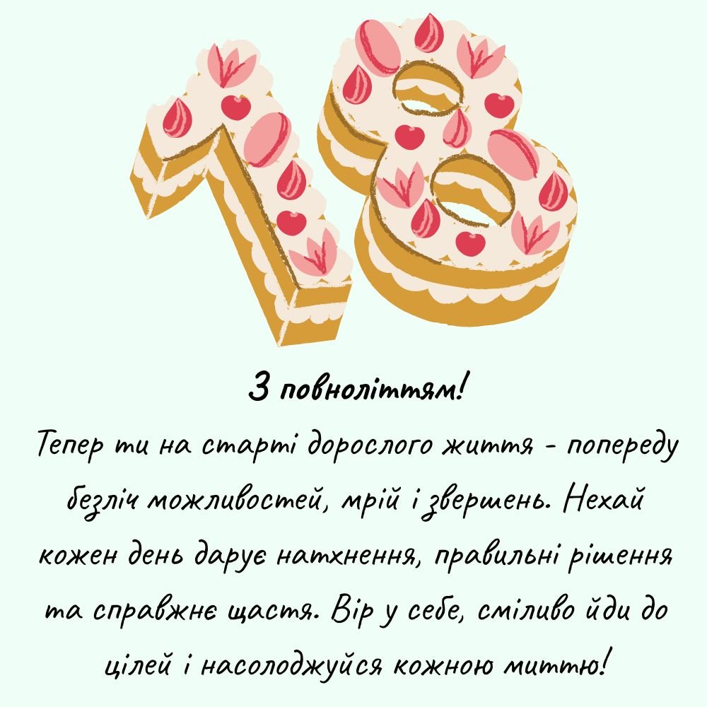 привітання з 18-річчям дівчині - листівка 13