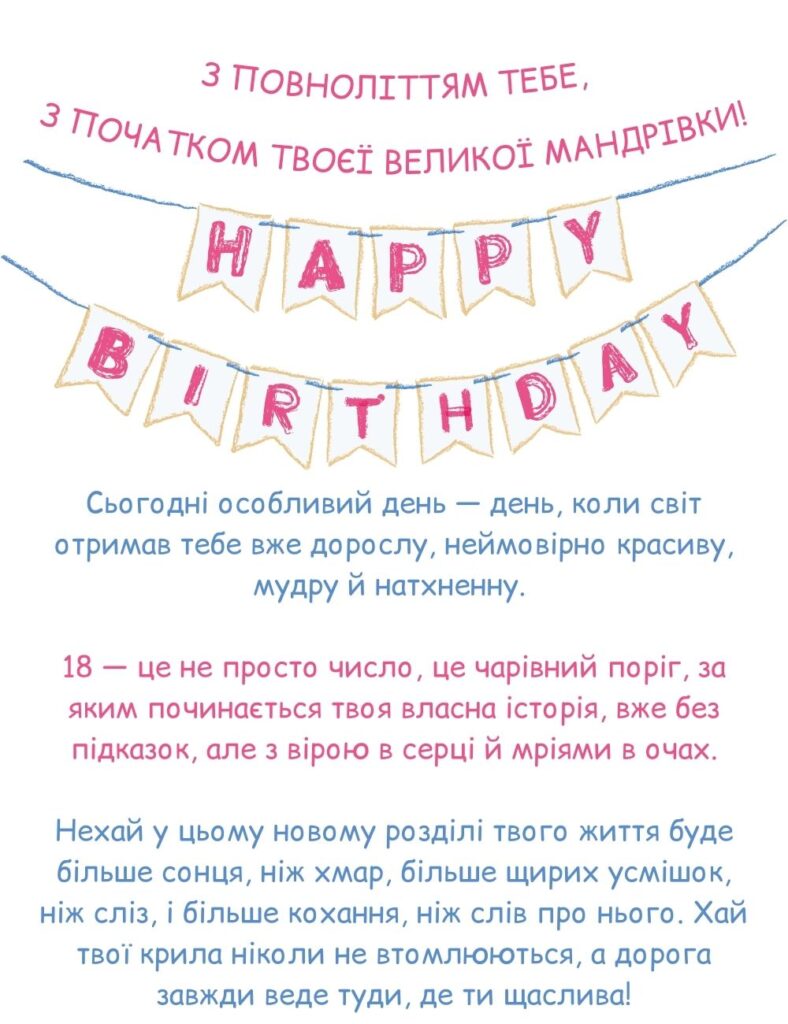 привітання з 18-річчям дівчині - листівка 20