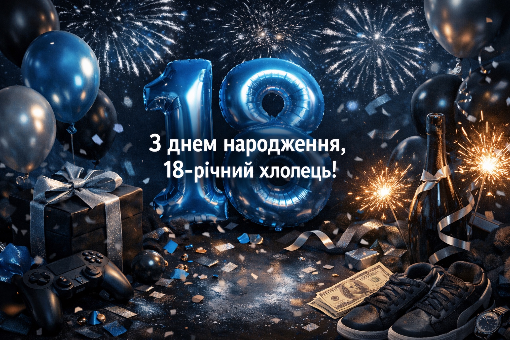 привітання з 18-річчям хлопцю - листівка 15