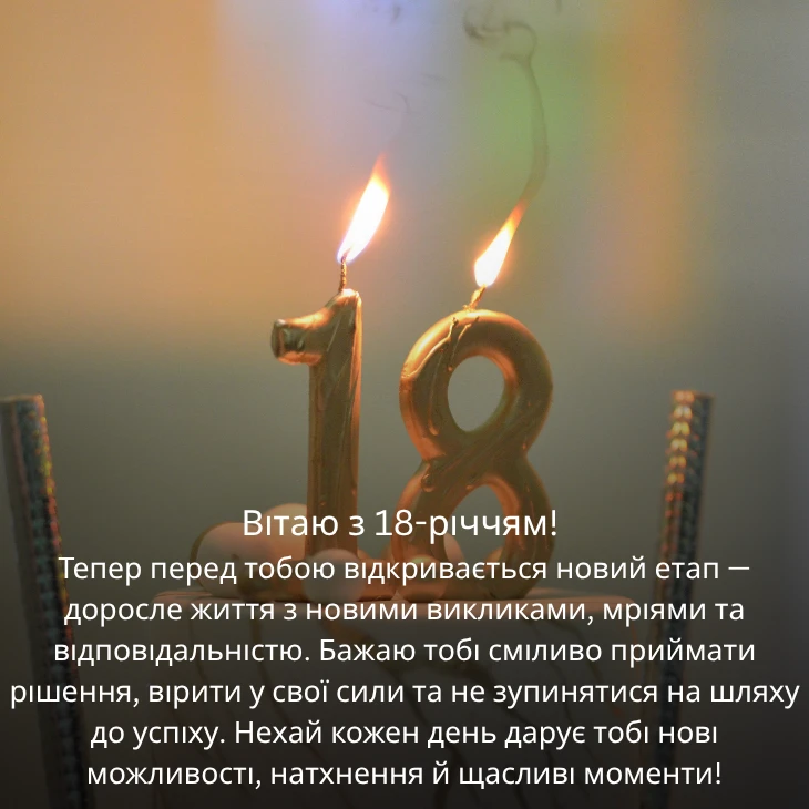 привітання з 18-річчям хлопцю - листівка 19