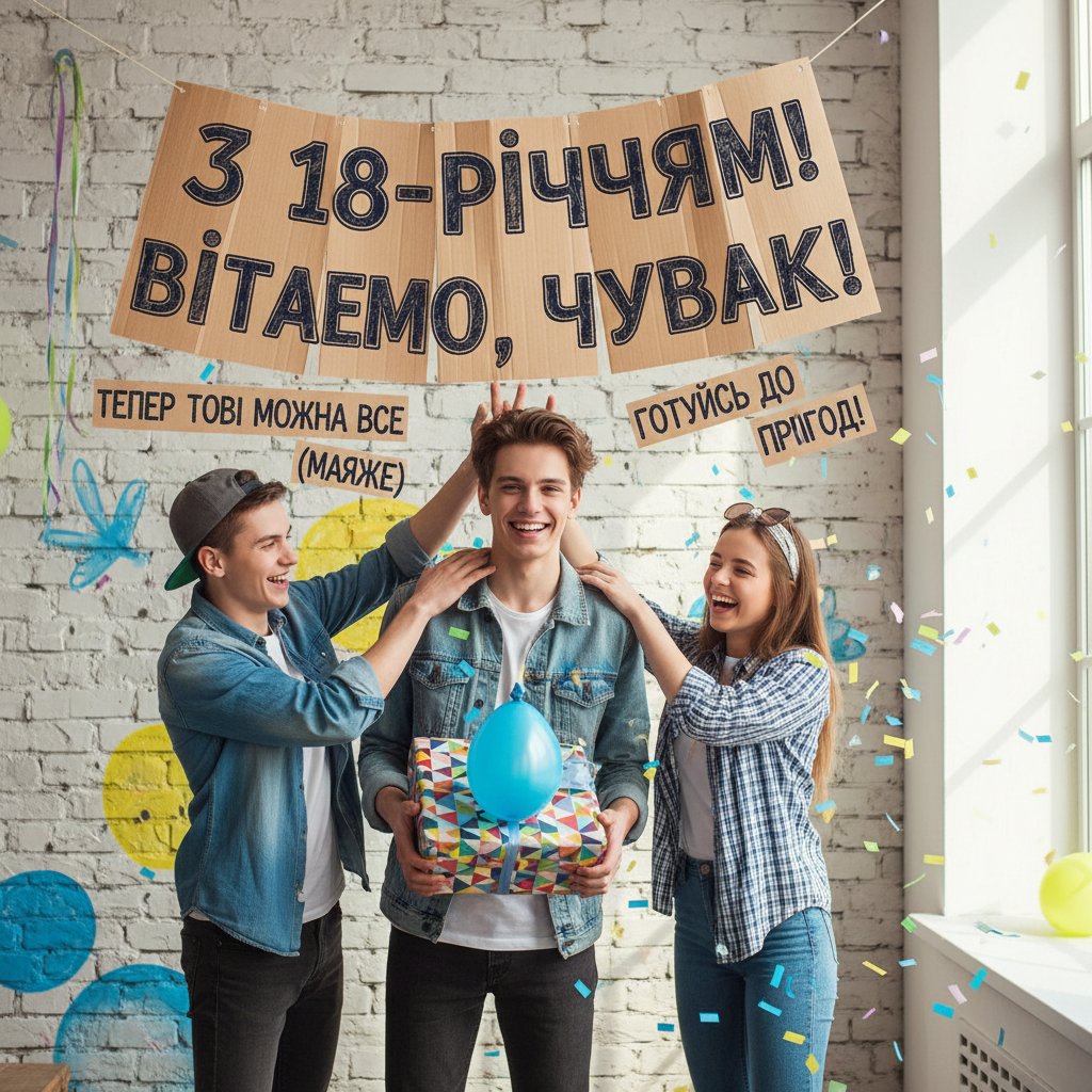 привітання з 18-річчям хлопцю - листівка 20