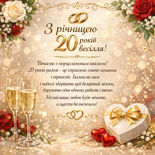 привітання з 20-річчям дівчині - листівка 19