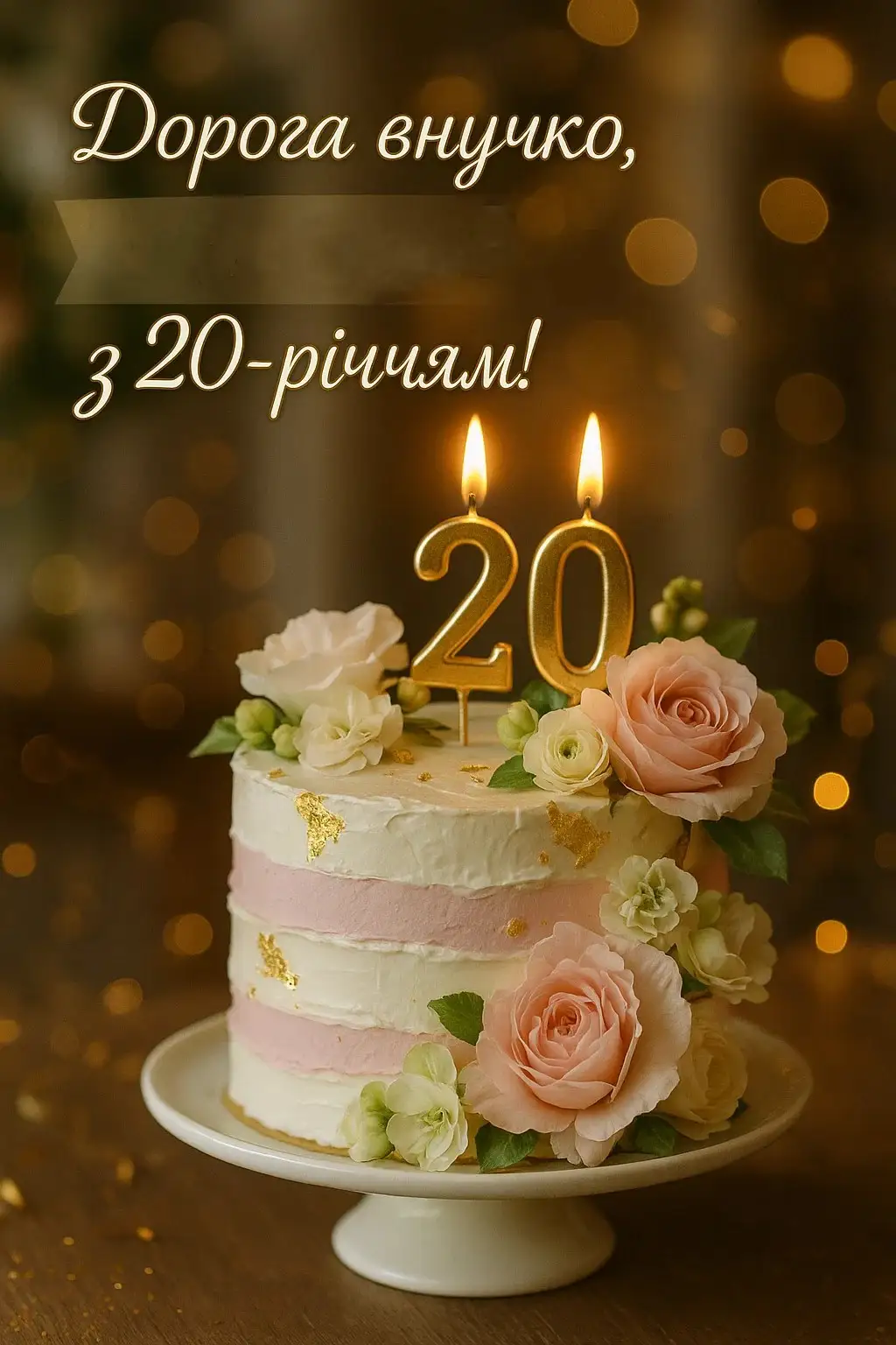 привітання з 20-річчям дівчині - листівка 20