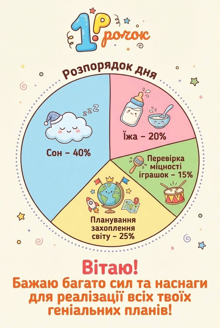 привітання з днем народження дівчинці 1 рік - листівка 2