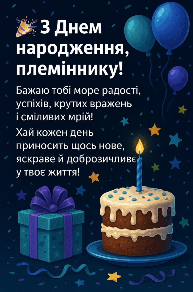 привітання з днем народження племіннику від тьоті - листівка 11