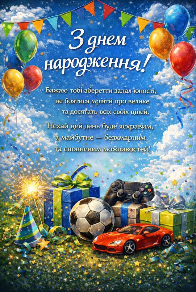 привітання з днем народження племіннику від тьоті - листівка 26
