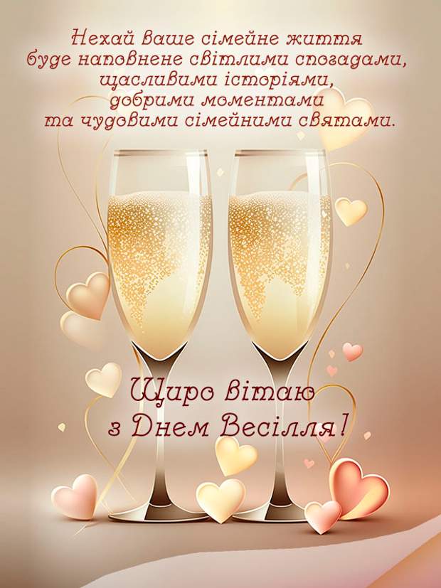 привітання з днем весілля у віршах - листівка 2