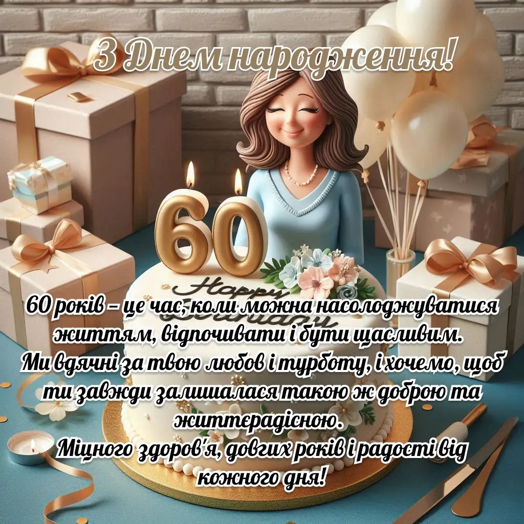 привітання з ювілеєм 60 років жінці у віршах - листівка 17