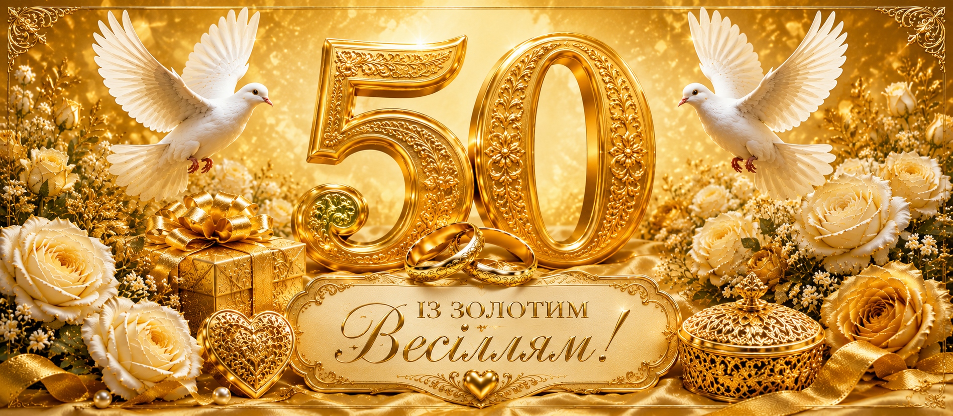 привітання з золотим весіллям 50 років у віршах - листівка 10