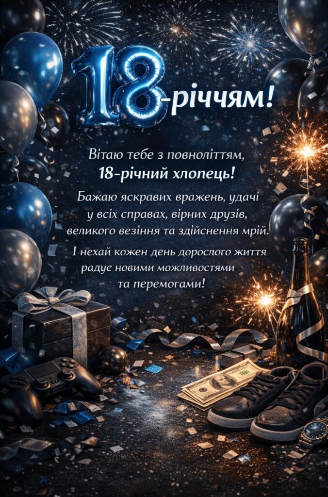 з днем народження 18 років своїми словами - листівка 14
