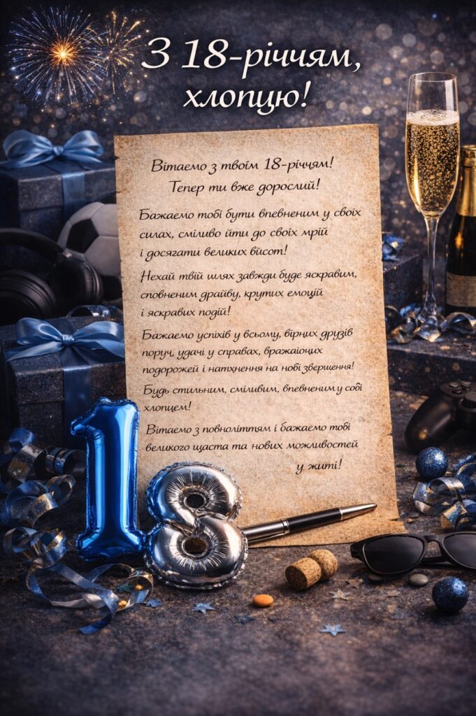 з днем народження 18 років своїми словами - листівка 17