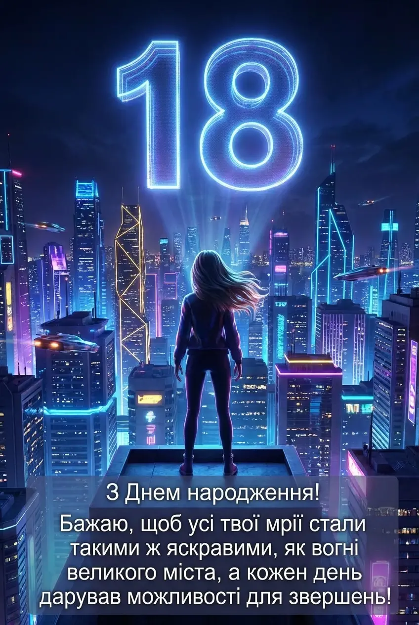 з днем народження 18 років своїми словами - листівка 21