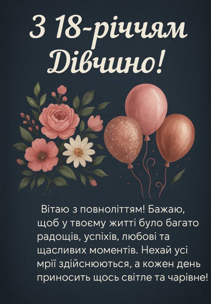 з днем народження 18 років своїми словами - листівка 25