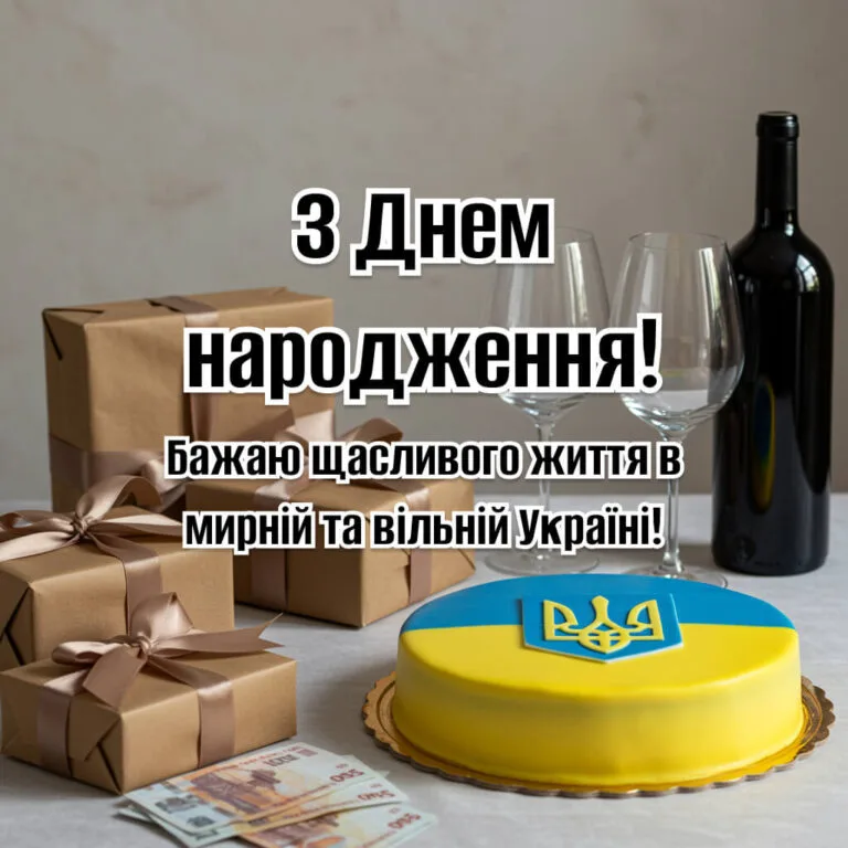 чоловіку українському стилі патріотичне привітання з днем народження - листівка 4