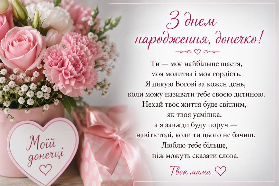 оригінальне привітання з днем народження дочці - листівка 1