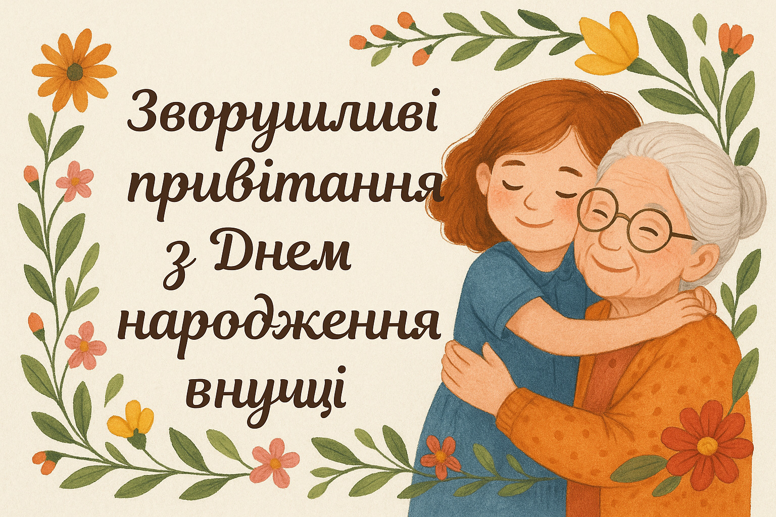 привітання від бабусі для внучки - листівка 9