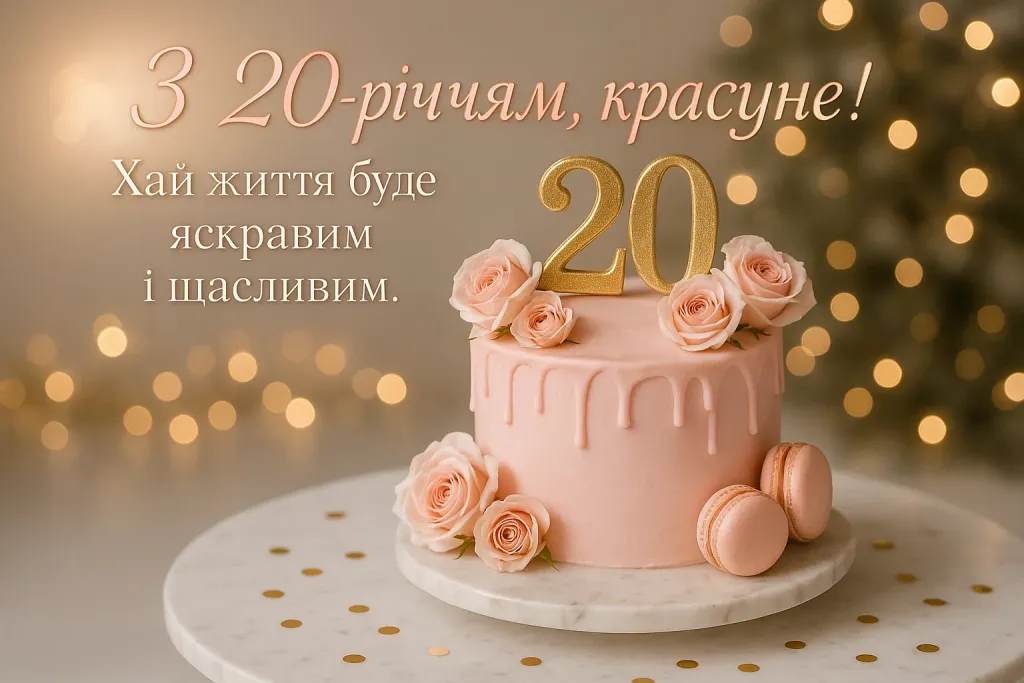 привітання з 20-річчям своїми словами - листівка 4
