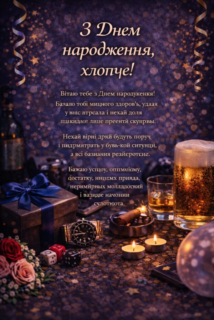 привітання з днем народження хлопцю своїми словами - листівка 20