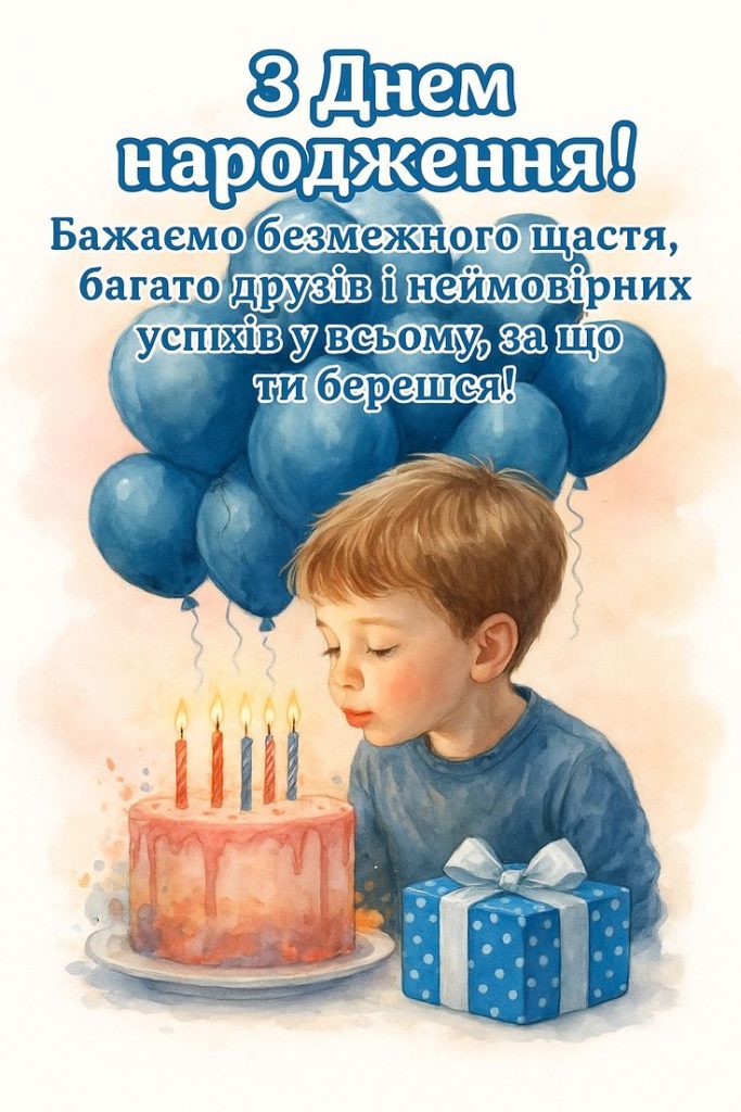 привітання з днем народження хлопцю своїми словами - листівка 5