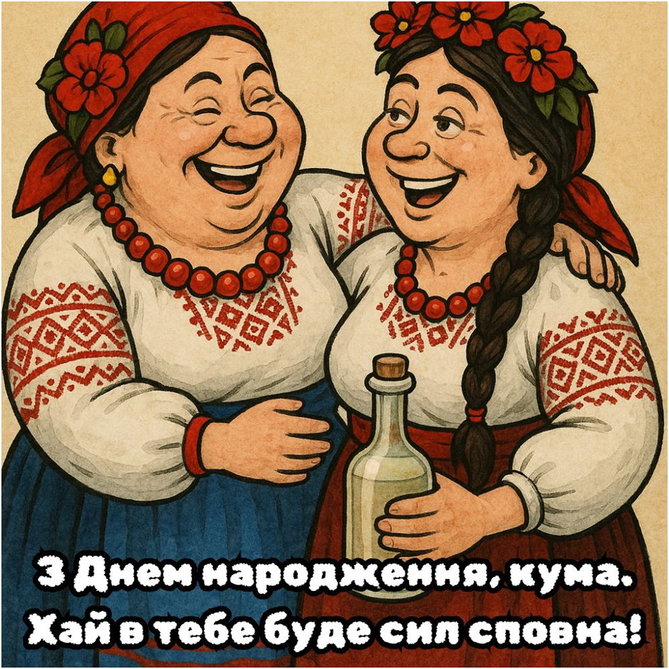 привітання з днем народження кумі прикольне - листівка 8