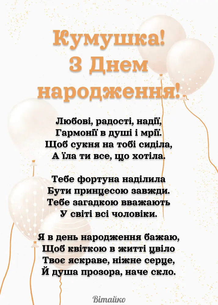 привітання з днем народження кумі прикольне - листівка 13