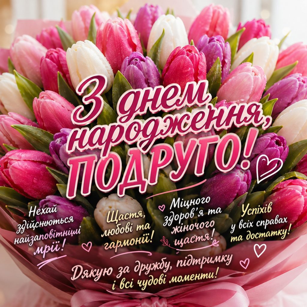 привітання з днем народження подругу своїми словами - листівка 18