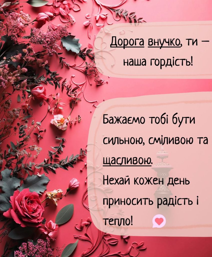 вітання для внучки - листівка 16