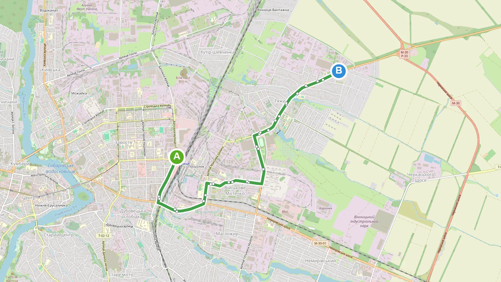 Автобус 17 Вінниця — карта маршруту